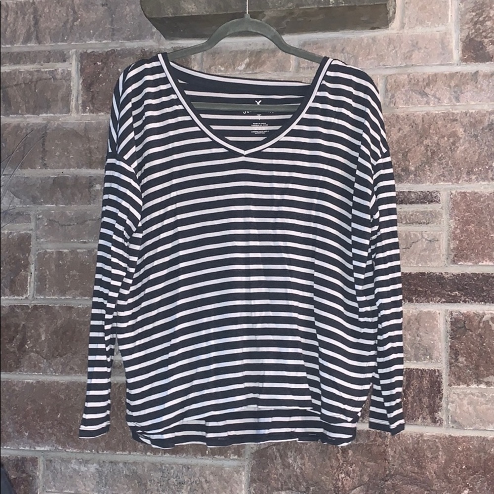 Grey and white striped shirt